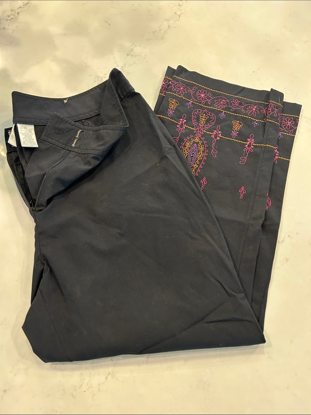 Black Capris with Design bottom
